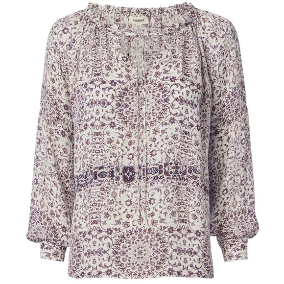 L’agence Womens Crawford Billow Sleeve blouse purple white floral extra small - Picture 4 of 11